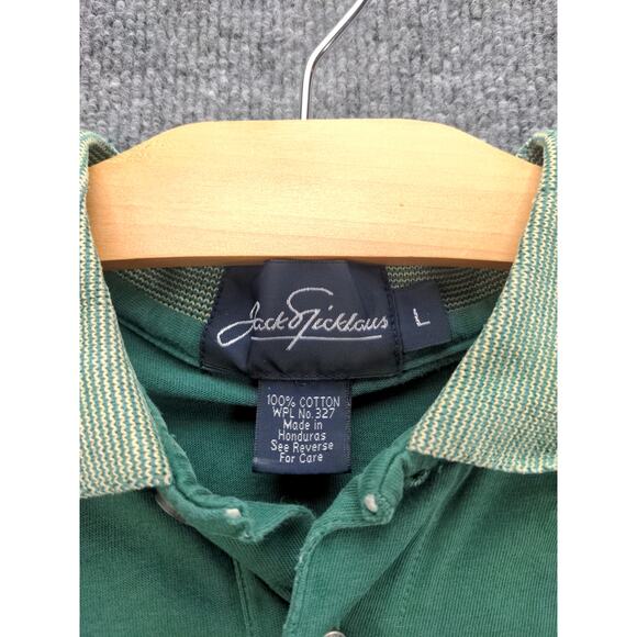 Mens Jack Nicklaus Polo Shirt Size L Green Embroidered Golden Bear - Picture 12 of 13